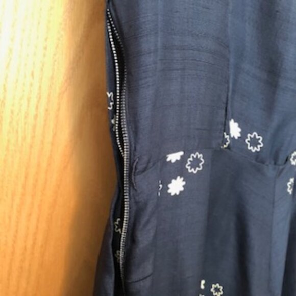 Rare Vintage 1950s David Levine Navy White Rayon Double Strap Dress 14 Large - Picture 6 of 7